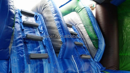 Inflatable Combo Bounce House with slide and pool for party rental Tropical Blue Crush 35*15*13ft (10.67*4.6*3.96M)