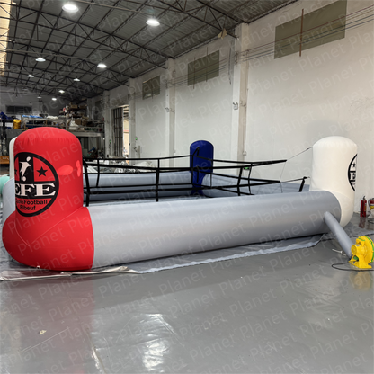 Portable interactive inflatable boxing ring for safe wrestling and boxing games for parties and events