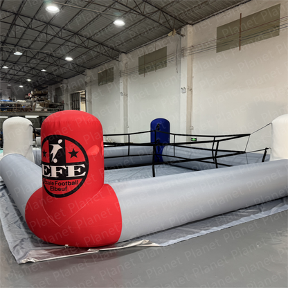 Portable interactive inflatable boxing ring for safe wrestling and boxing games for parties and events