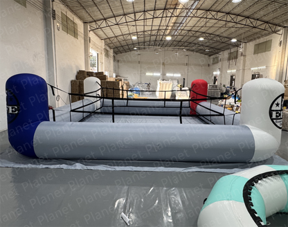 Portable interactive inflatable boxing ring for safe wrestling and boxing games for parties and events