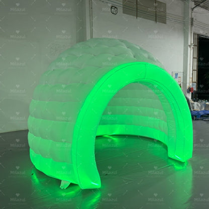Outdoor Portable Inflatable Igloo Dome Tent with LED Light & air blower 10ft dia. Inflatable Shelter Igloo Marquee for Party, Wedding, Camping