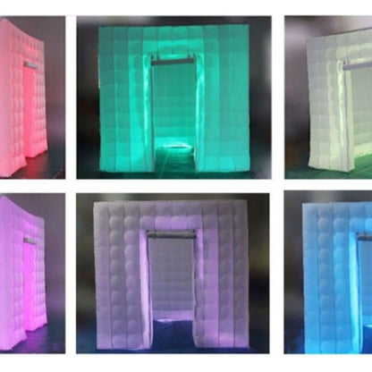 Inflatable Photo Booth with LED Light for Event Weddings Photo Booth Two Doors with Inner Air Blower and Remote Controller for Event Weddings Photo Booth