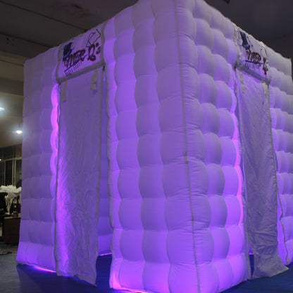 Inflatable Photo Booth with LED Light for Event Weddings Photo Booth Two Doors with Inner Air Blower and Remote Controller for Event Weddings Photo Booth(2 Door)