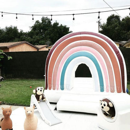 10*10ftOutdoor Home Backyard Pastel Color Bounce Castle Inflatable Rainbow Bouncer White Bounce House For Kids