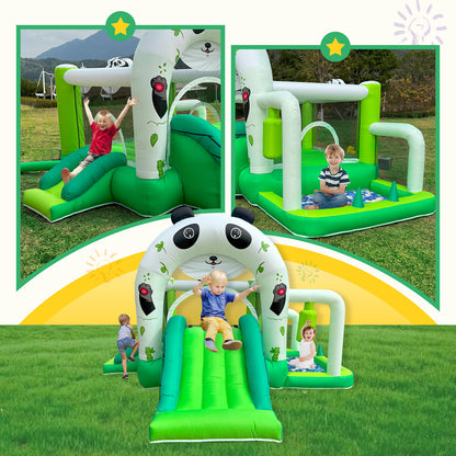 7-in-1 Panda Theme Inflatable Bounce House with Double Slides – Perfect for Indoor & Outdoor Fun for Boys and Girls
