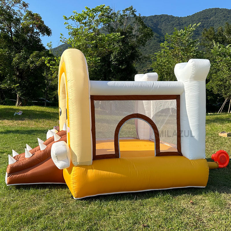 Inflatable Crocodile Bounce House with Slide – Portable Fun for Ages 3-8, Includes 370W Blower for Indoor & Outdoor Play