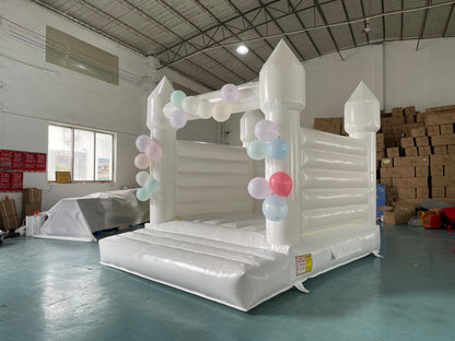 Inflatable White Bounce House Professional Jumping Bouncy Castle Bouncer for Wedding Party with Air Blower Balloons Carrying Bag Repair kit （2 parcels） (10ft*10ft*8ft（3 * 3 * 2.5 m）)