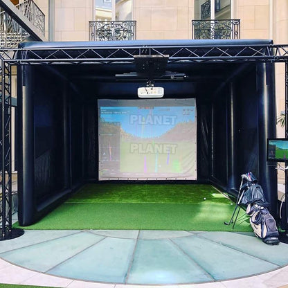 Inflatable Golf Simulator Training Cage Golf Simulator Enclosure Projector Shooting Tent with white Projection Screen