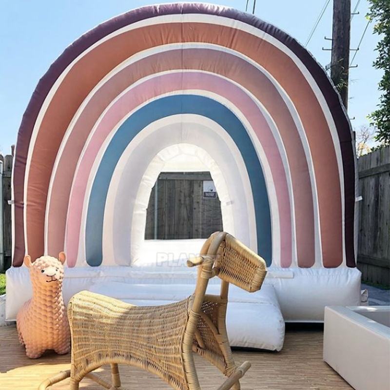 10*10ft Outdoor RainBow Pastel Bouncer Inflatable White Bounce House ...