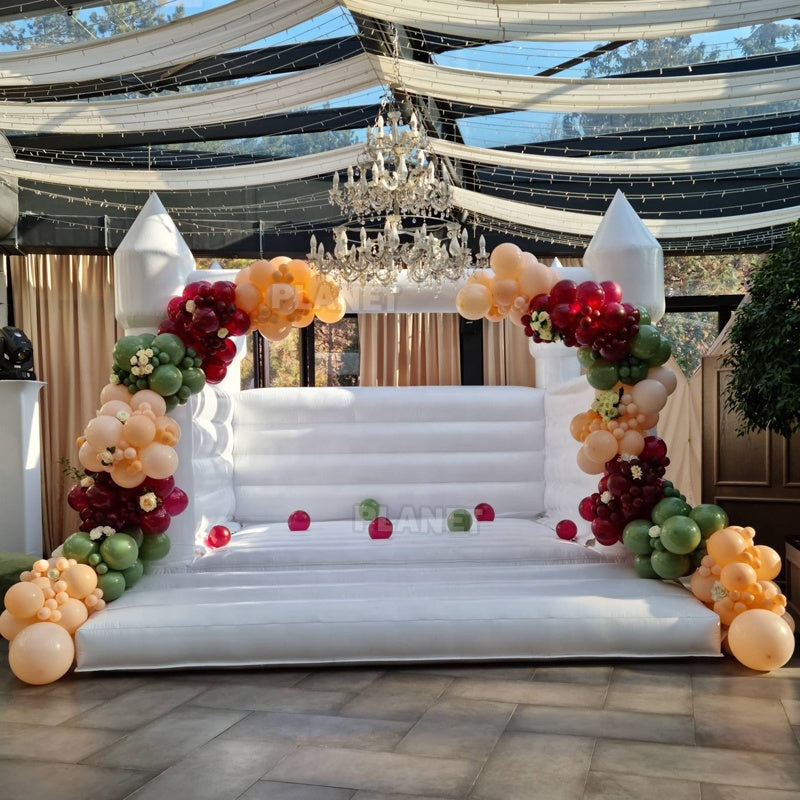 White Wedding House Jumper House Bouncy Castle Inflatable Mini White Bounce House for Home Backyard Kids Party